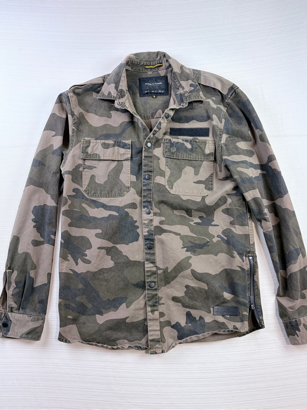 Denim & Flower Ricky Singh Camouflage Camo Button-Down Long Sleeve Shirt Size S